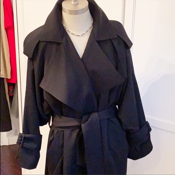 Euc Sanyocarol Cohen Black Wool Trench 